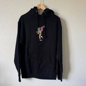 Obey Black Hoodie with Graphic Design